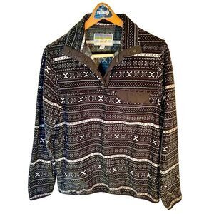 Jachs Cabin Sweaters Jachs Cabin Black White Fleece Pullover Sz Small